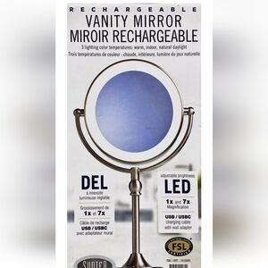 Sunter Rechargeable Vanity Mirror LED, 1x & 7x Magnification, Silver 18"…